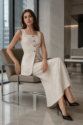 Sleeveless Vest Skirt Elegant Two Piece Work Set