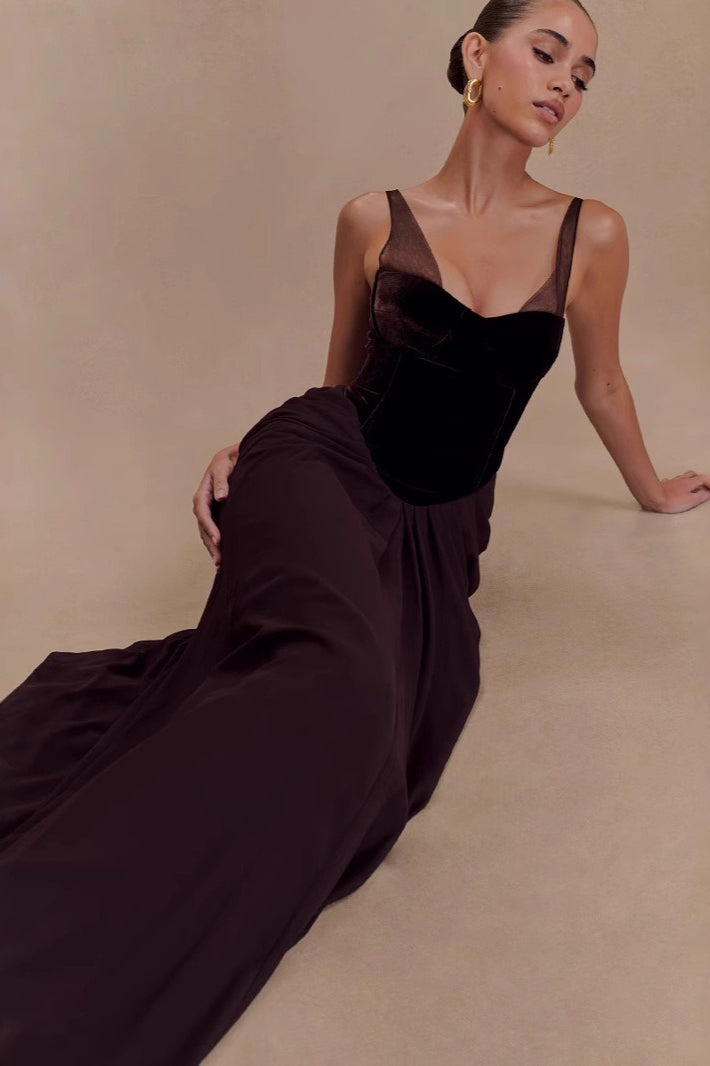 Cami Backless Mesh Panel Slim Long Formal Dress - View 2