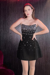 Elegant Slim Rhinestone Strapless Waist Bandage Cocktail Dress 6