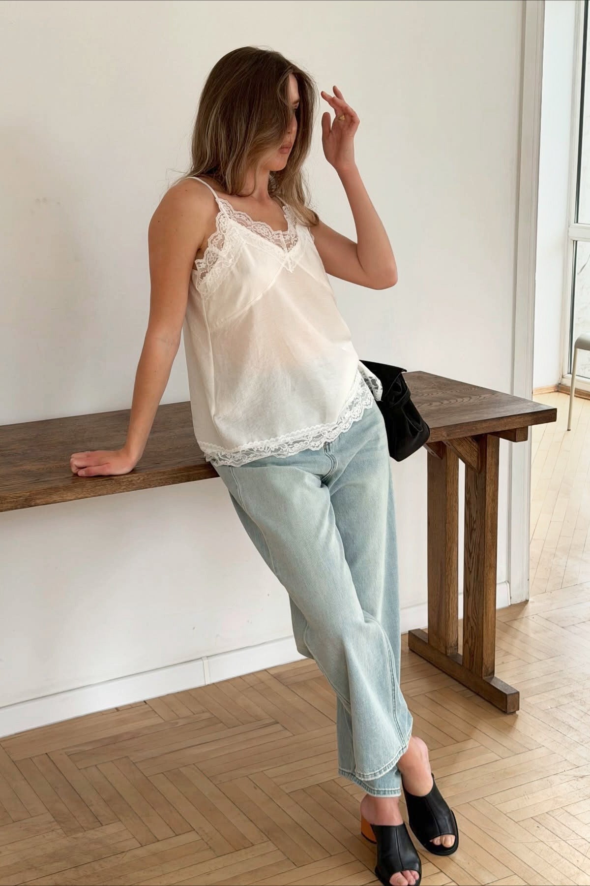 Lace Trim Sheer Cami Top