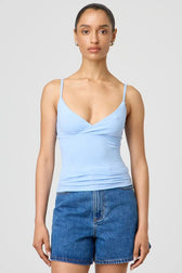 Twist Front V-Neck Cami Fitted Crop Top