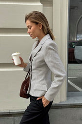 Charcoal Gray Tailored Waist Blazer