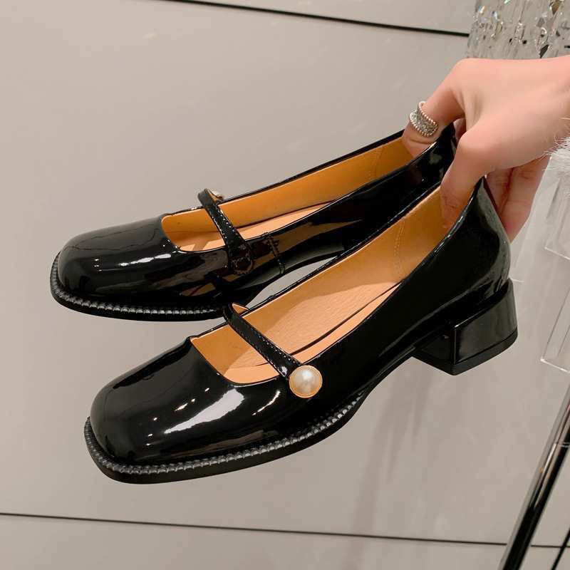 Emaleigh Square Toe Block Heels Mary Jane Shoes