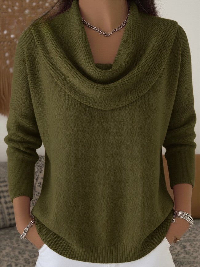 Cowl Neck Long Sleeve Knit Sweater