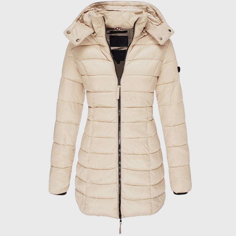 Hooded Zip Front Longline Puffer Jacket