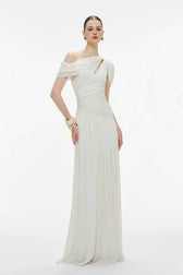 One Shoulder Asymmetric Slip Prom Dress