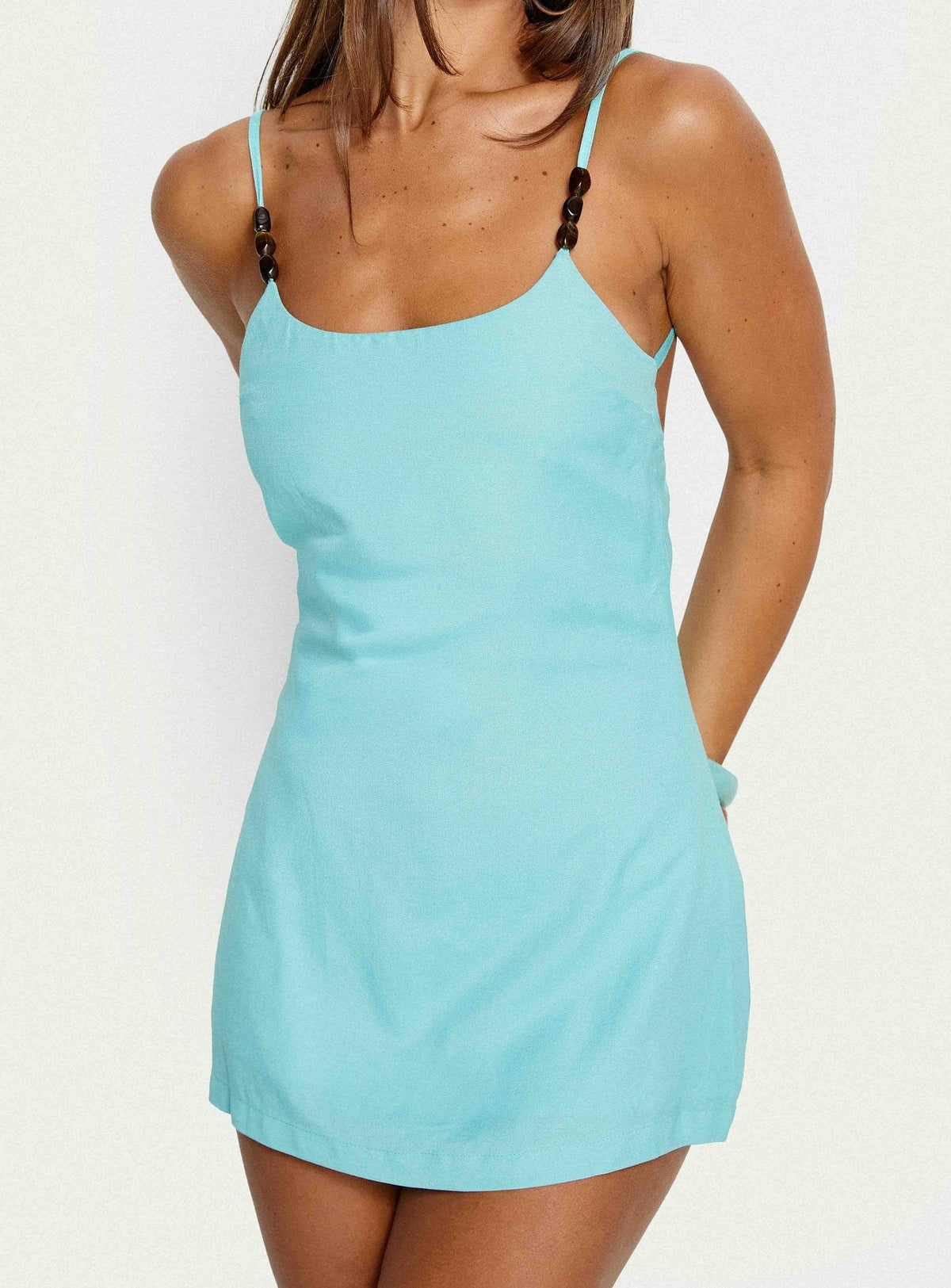 Beaded Strap Scoop Neck Open Back Mini Slip Dress 8