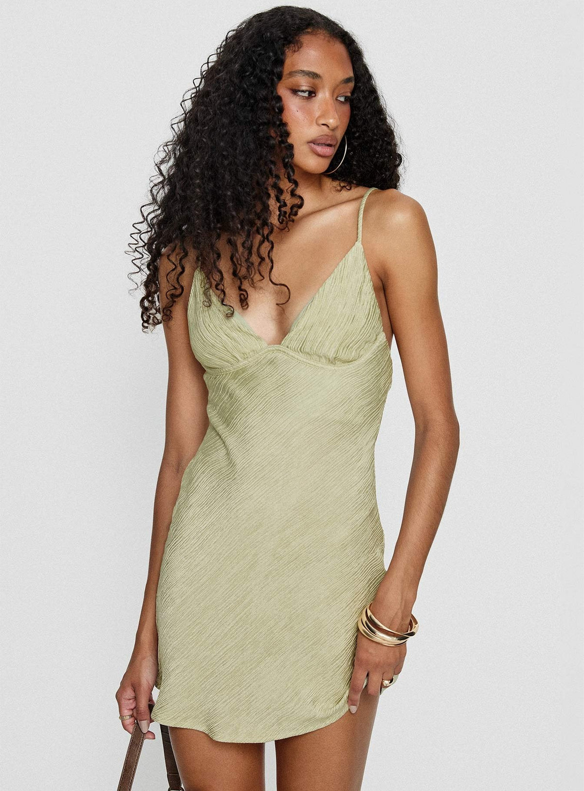 Textured Satin Cowl Neck Strappy Open Back Slip Mini Dress 8