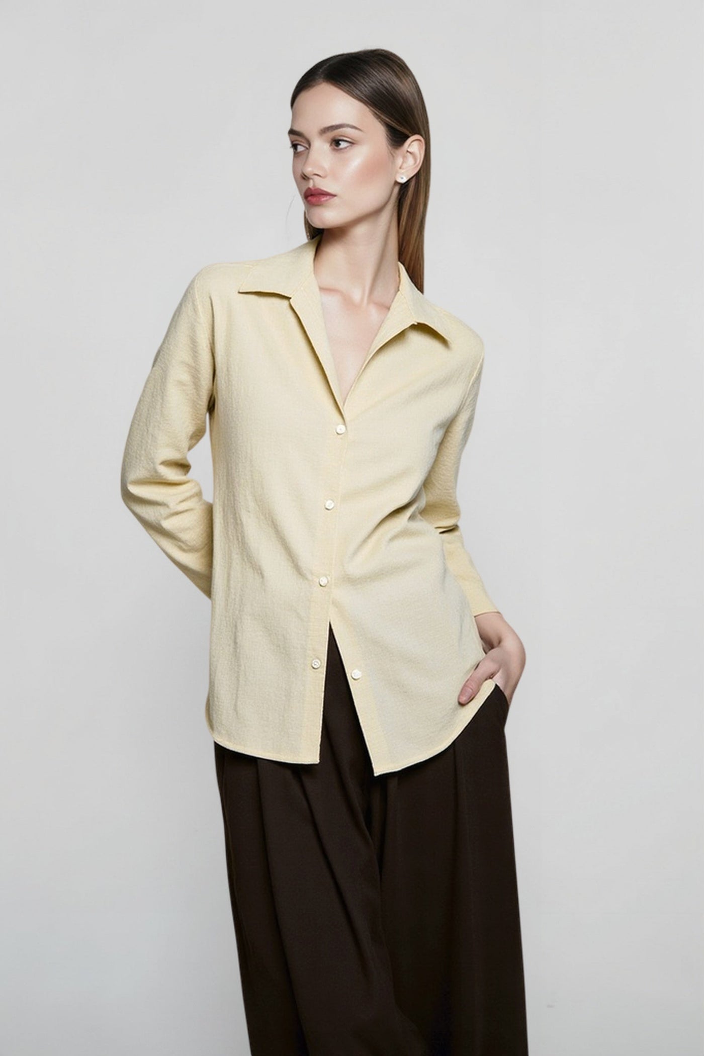 Linen V Neck Relaxed Blouse