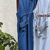 Denim Sleeveless Drawstring Waist Pocket Midi Dress 5