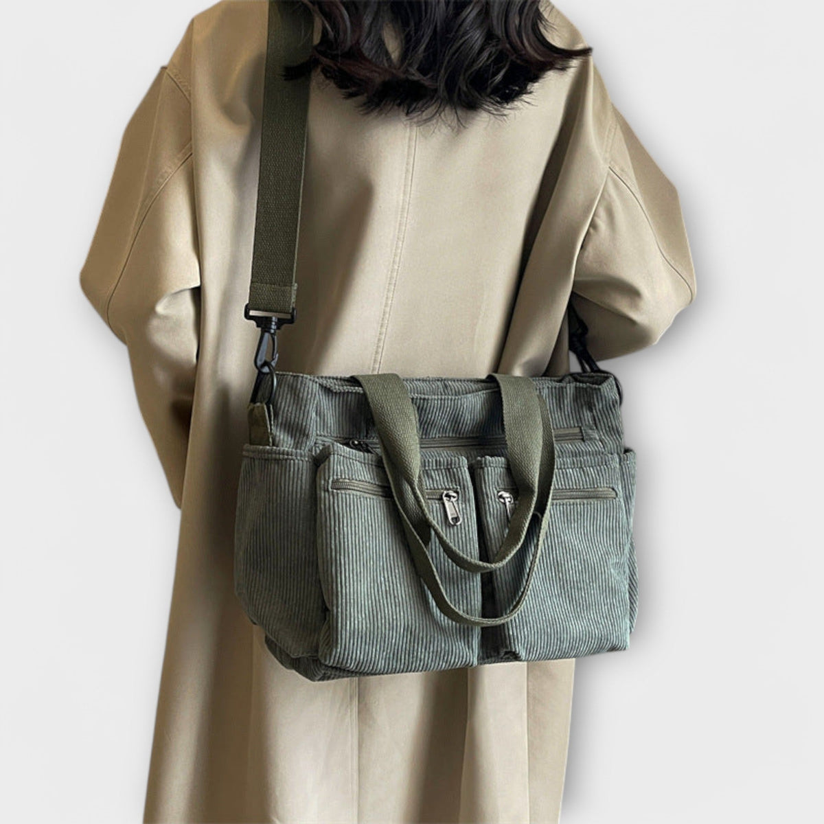 Corduroy Multi Pocket Tote Bag