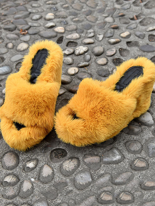 Fluffy Wedge High Heel Sandals