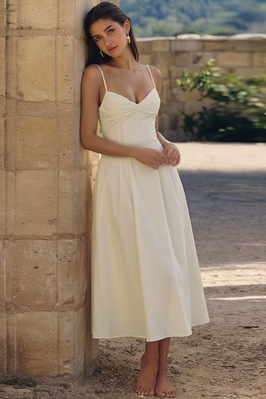 Solid Corset Low Cut Strappy Party Dress