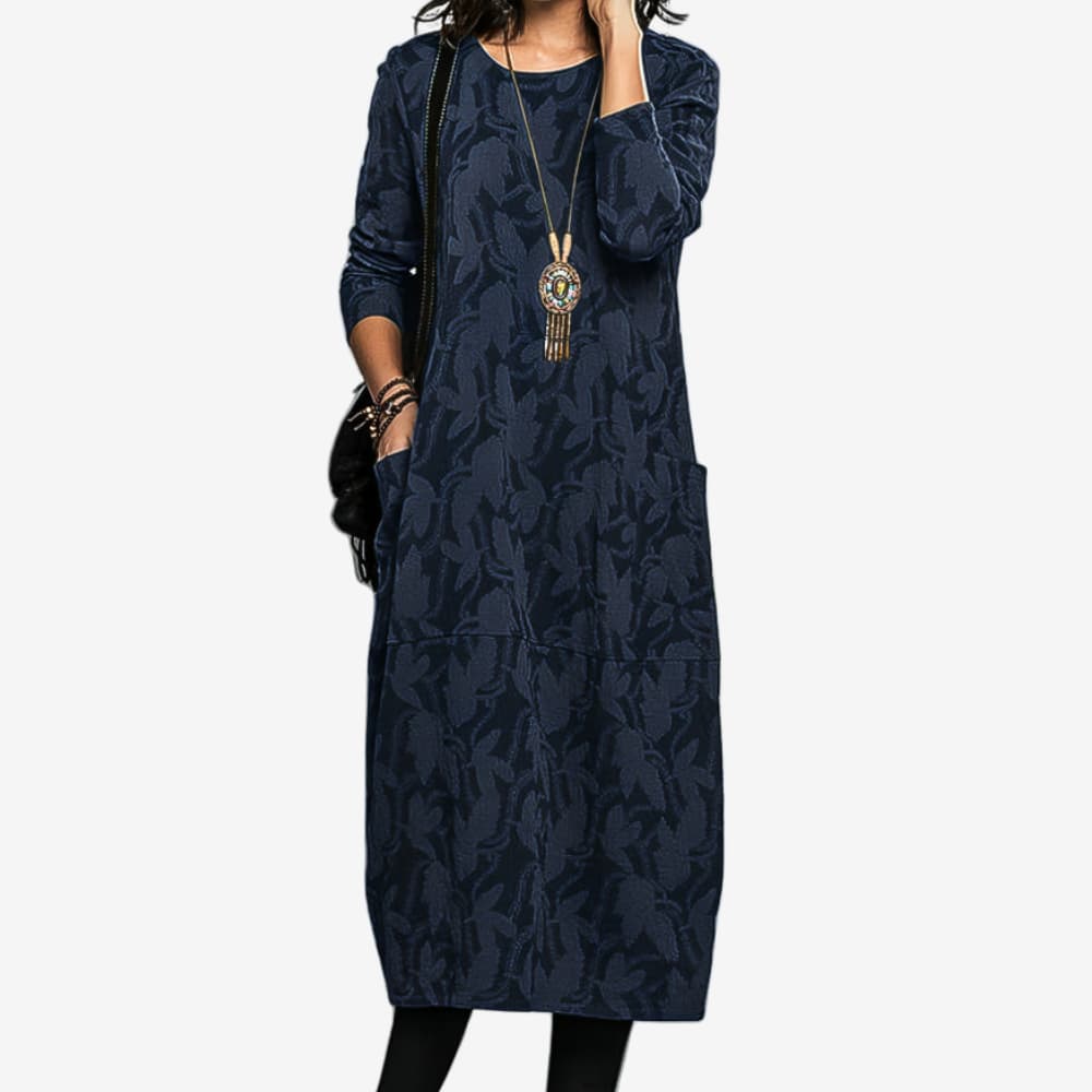 Martha | Casual Winter Dress with Round Neck Blue