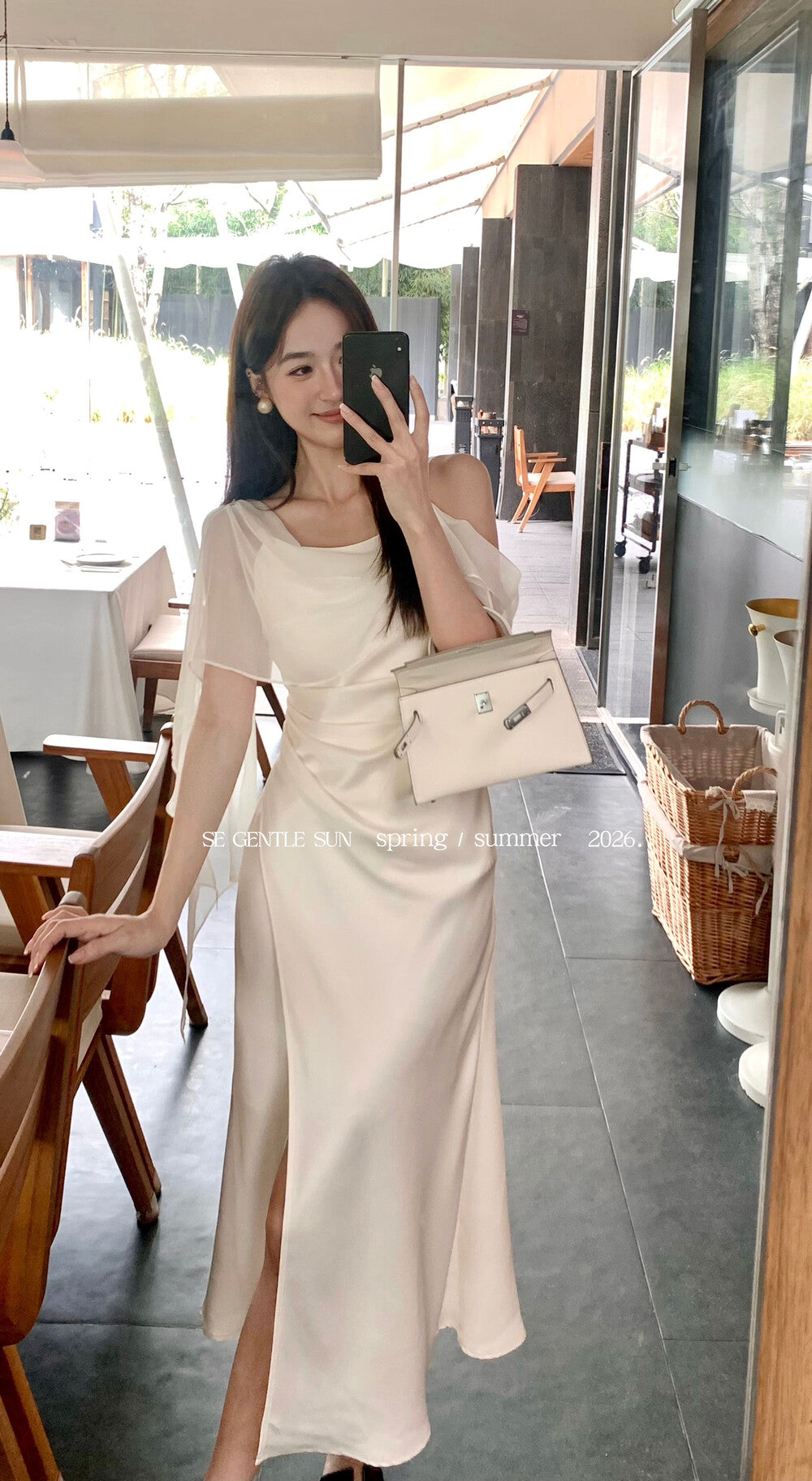 Satin Cowl Neck High Split Ruffle Slip Dress 14