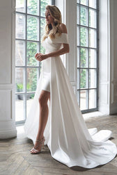 Convertible Satin Sheath Wedding Dress