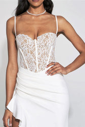 Lace Ruffle Slit Party Dress 2