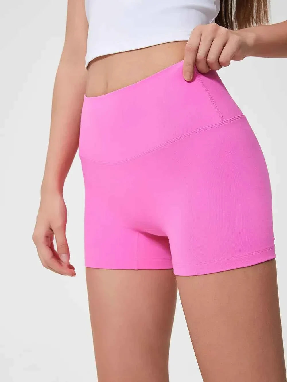 Wide Waistband High Waist Fitted Stretch Active Shorts 29
