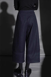 Relaxed Wide Leg Bootcut Wool Ankle Crop Pants
