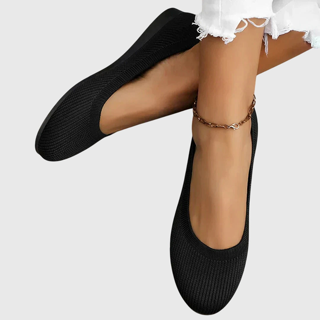 Round Toe Slip On Knit Ballet Flats