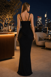 Solid Boned Waist Mermaid Maxi Slip Dress