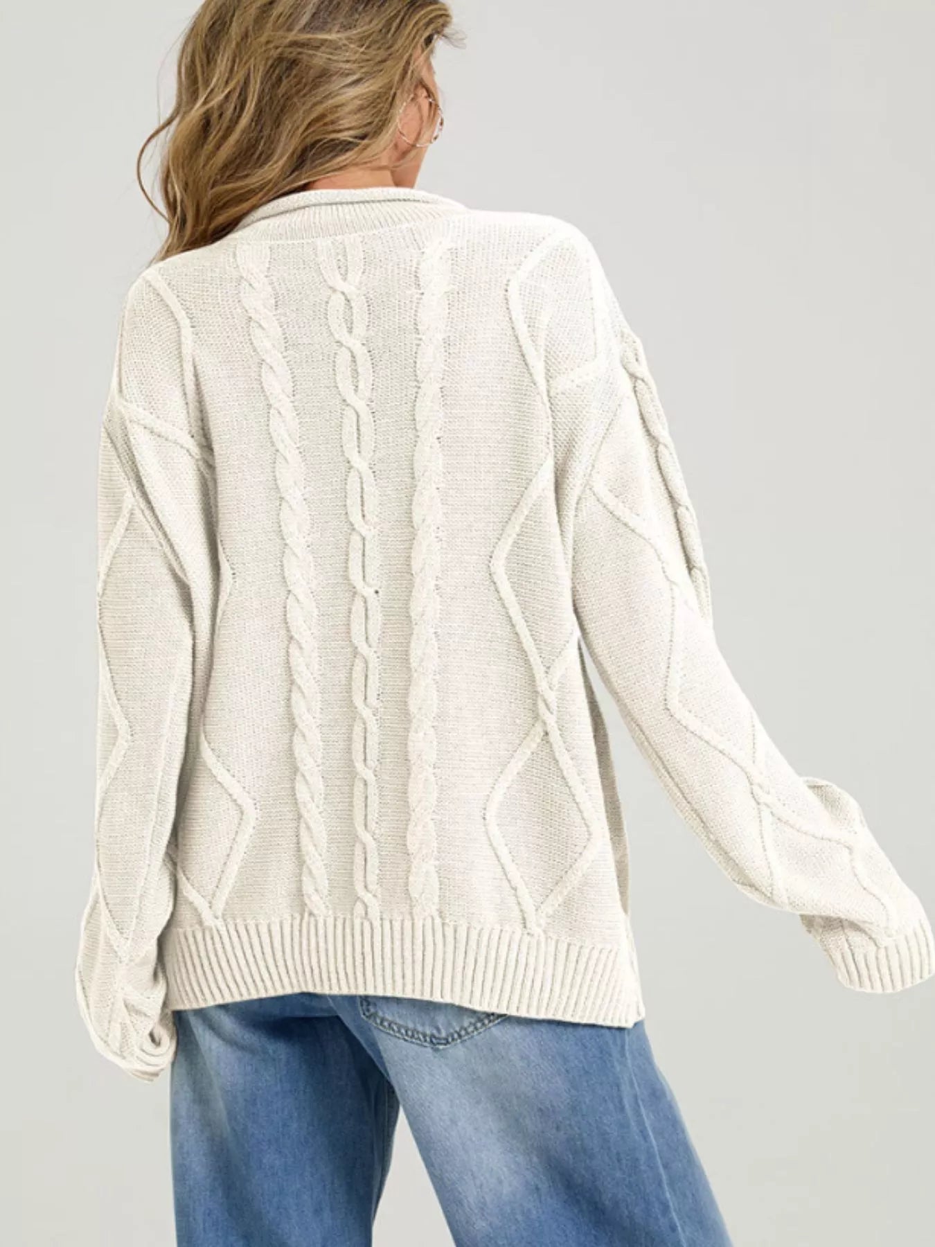Cable Knit Ribbed Hem Sweater