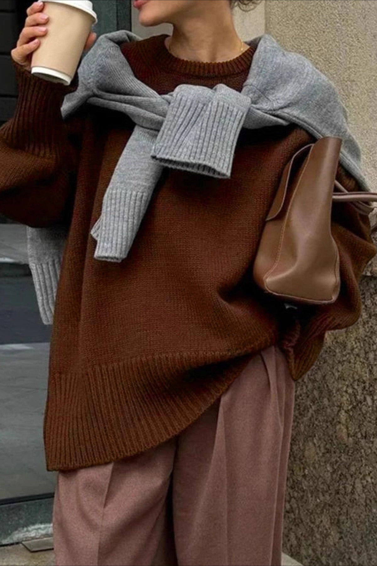 Casual Ribbed Knit Sweater