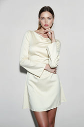French Satin Cut Out Back Tie Graduation Party Dress