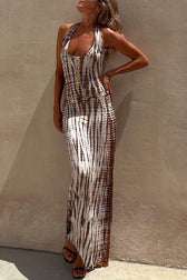 Summer Adventures Tie-dye Print Back Lace-up Stretch Maxi Dress - View 7