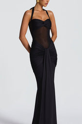 Mesh Panel Sash Maxi Dress 11