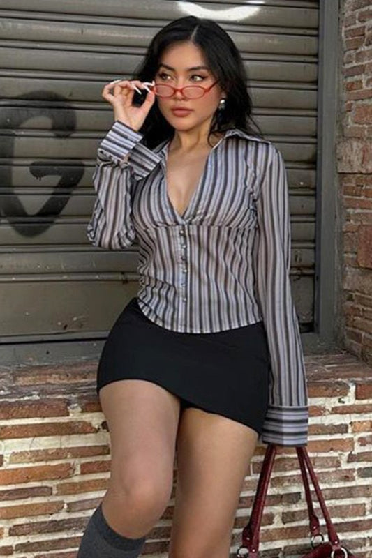 Gothic Slim Long Sleeve Blouse