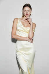 Solid Color Asymmetrical Shoulder Backless Strapless Formal Dress