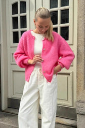 Pastel Mohair Blend Solid Cardigan