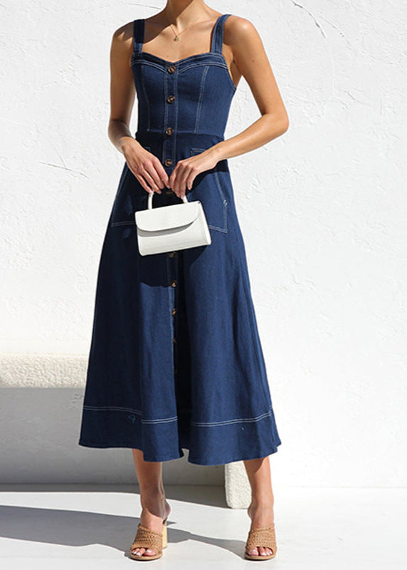 Indigo Santorini - Denim Button-Down Midi Dress