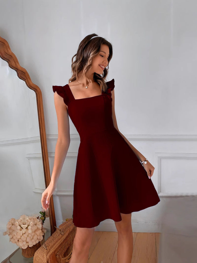Sleeveless Mini Dress with Ruffle Tieback