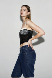 Y2K Lace Panel Color Block Cami Top