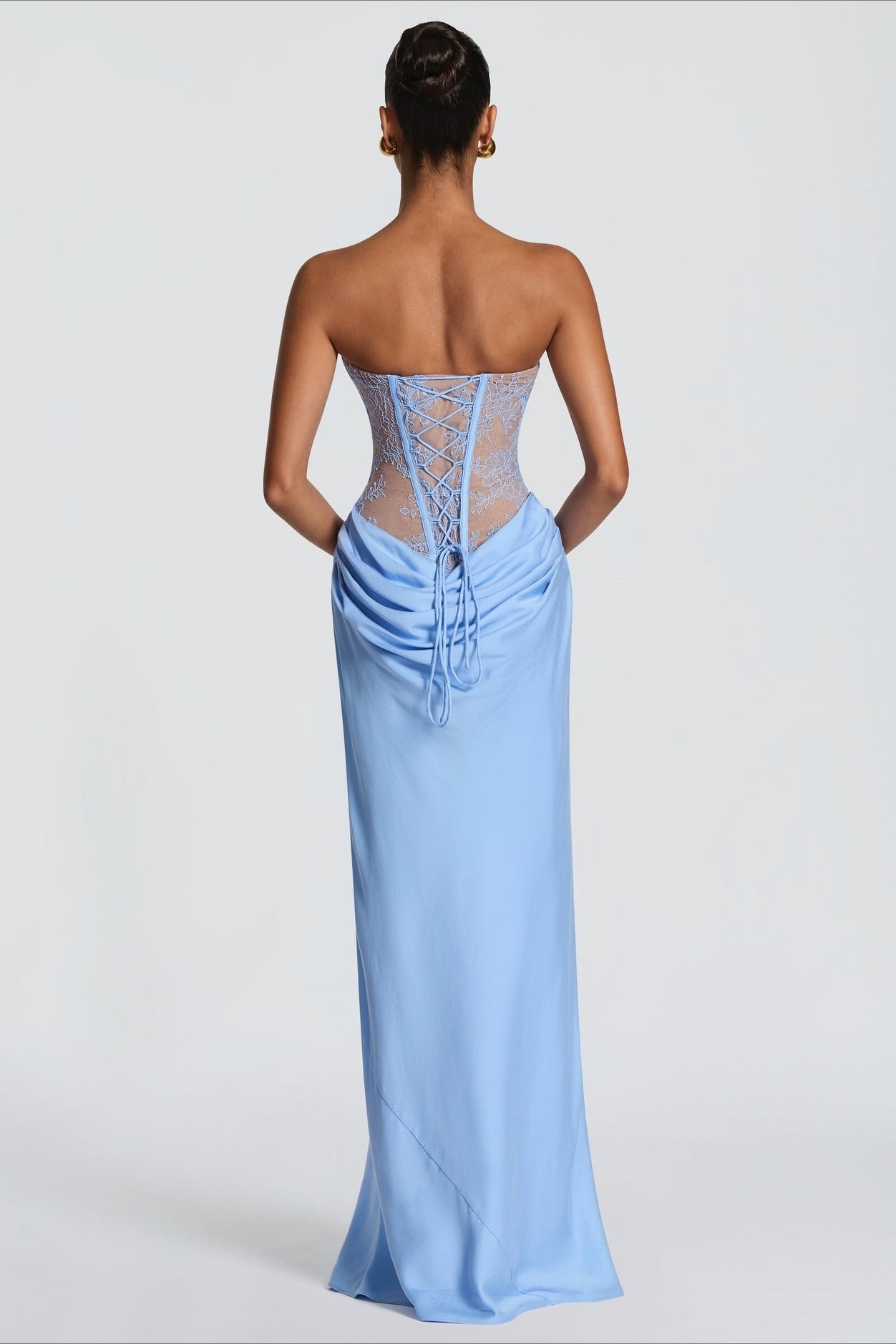 Strapless Lace Sleeveless Bodycon Maxi Lace Dress