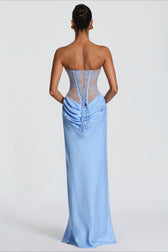 Strapless Lace Sleeveless Bodycon Maxi Lace Dress