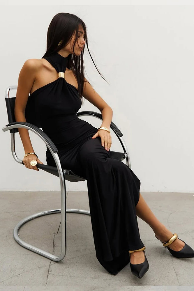 Dulzura Elegant Black Maxi Dress