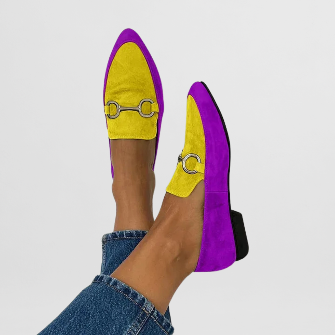 Pointed Toe Horsebit Suede Loafer Mules