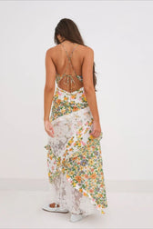 Floral Lace Deep V-Neck Spaghetti Strap Maxi Dress 14