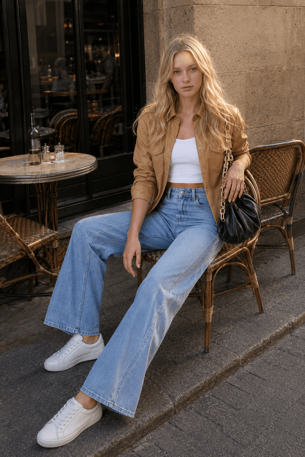 Washed Street Style Wide Leg Jeans