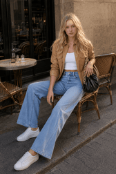 Washed Street Style Wide Leg Jeans