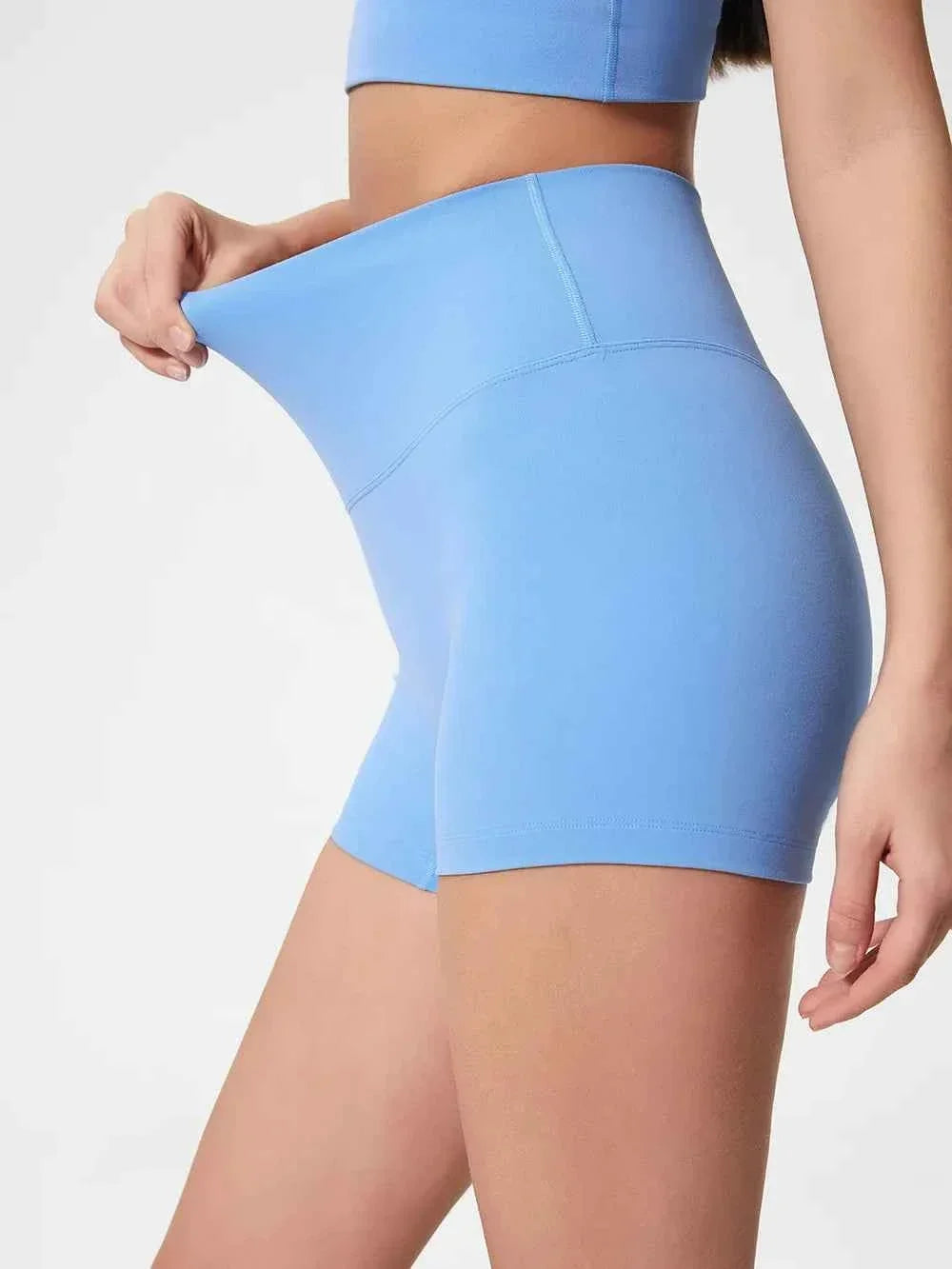 Wide Waistband High Waist Fitted Stretch Active Shorts 34