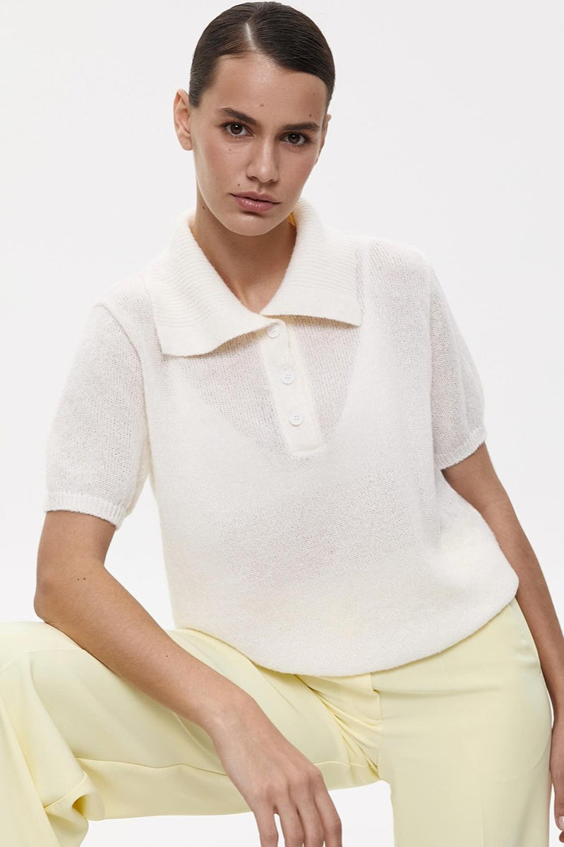 Hollow Out Polo Knit Sweater