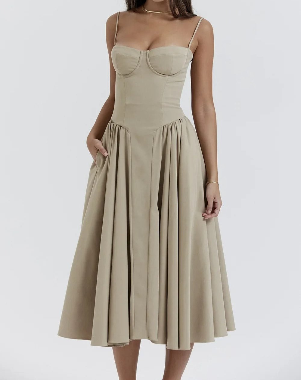 Carolyn Sleeveless Corset Midi Dress
