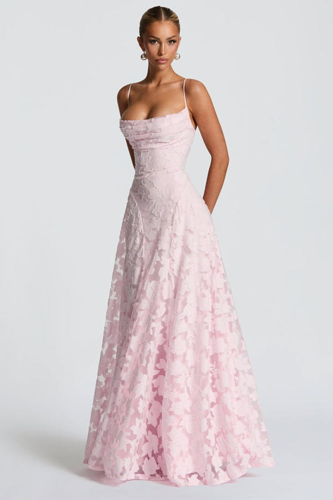 Chiffon Backless Spaghetti Strap Maxi Dress - View 6