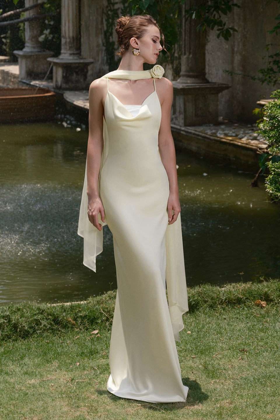 Retro Tie Back Satin Wedding Dress
