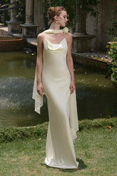 Retro Tie Back Satin Wedding Dress