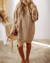 Long Sleeve Cable Knit Sweater Mini Dress 4
